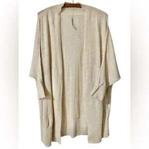 Leo & Nicole Sweater Size XL Cardigan Bat Wing Cream Off White Summer Long